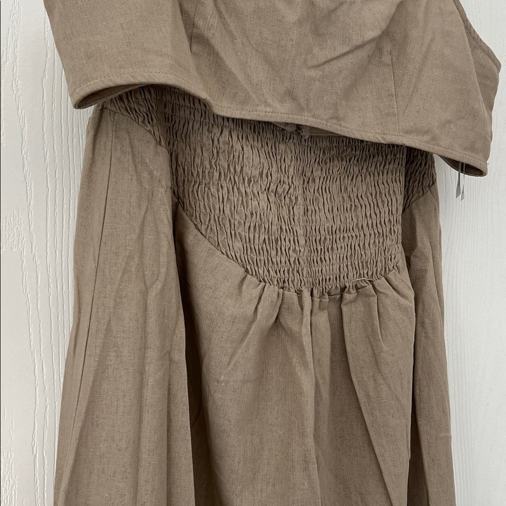 Pretty Little Thing Maternity Stone Linen-look Crop Top & Skirt - Picture 2 of 5